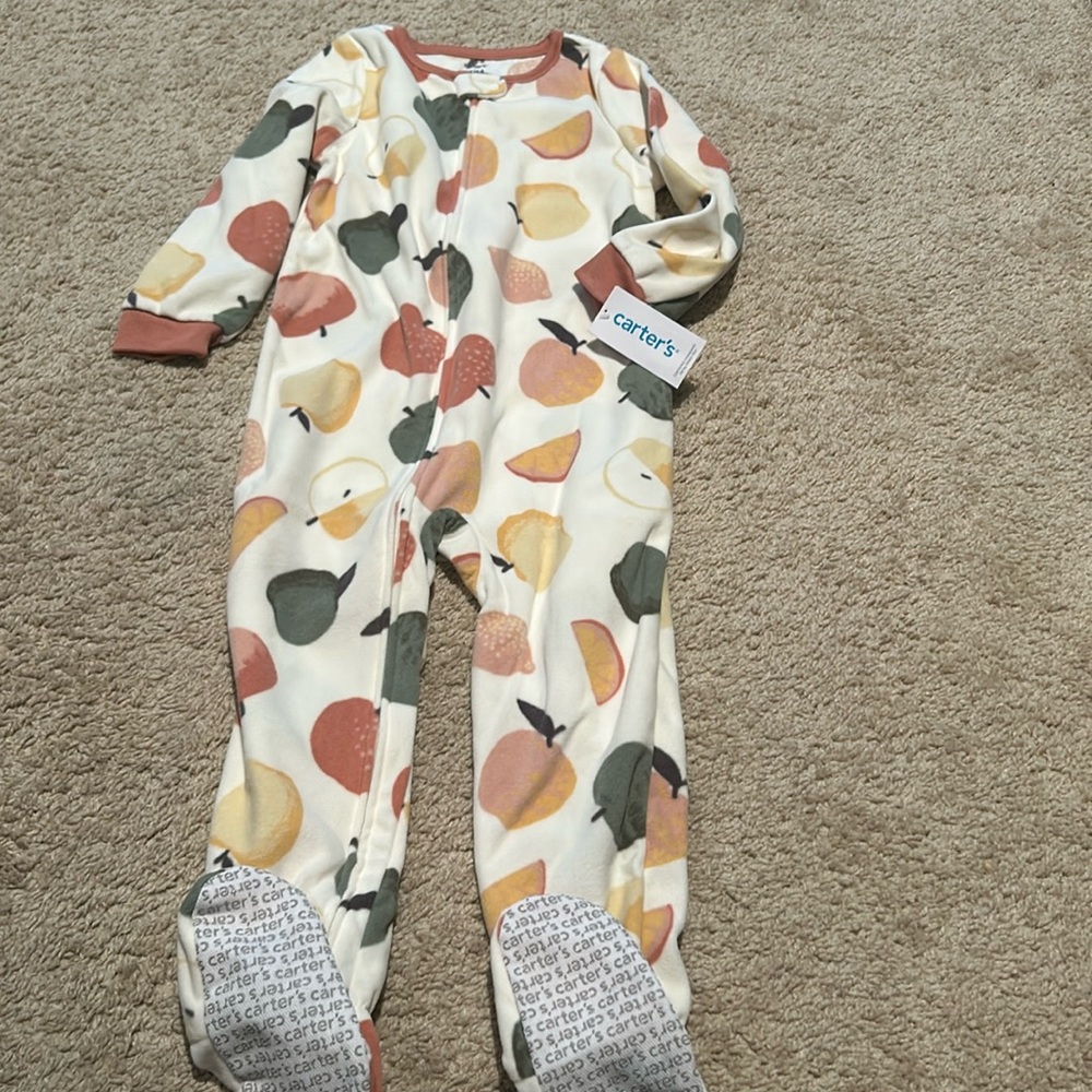Carters Fleece Footie Pajama Fruits Toddler Girl 4T NWT